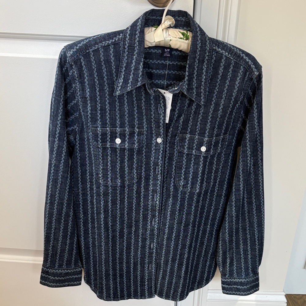Lands’ End Striped Button-Up Shirt